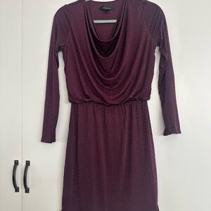 White House Black Market Burgundy Long Sleeve Dress